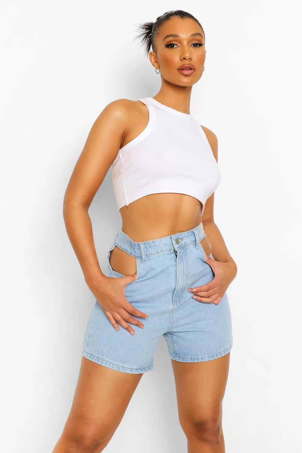 Cut denim clearance shorts